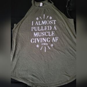 Olive Green Graphic Tank Top